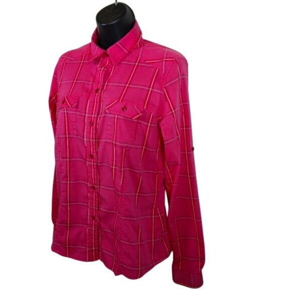 Arc'teryx Women's Melodie Pink Plaid Button Down Shirt size Medium - Picture 1 of 11